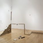 white oak, drywall, metal, glazed ceramic, resin, brass, aluminum, shoelace, wire, duct-tape, ink, household paint, pencil, tools, dimensions variable, 2016
<br>
(installation view from: The Equilibrists, curated by Gary Carrion-Murayari and Helga Christoffersen with Massimiliano Gioni, organized by the New Museum, New York and the DESTE Foundation, Athens in collaboration with the Benaki Museum, Athens)